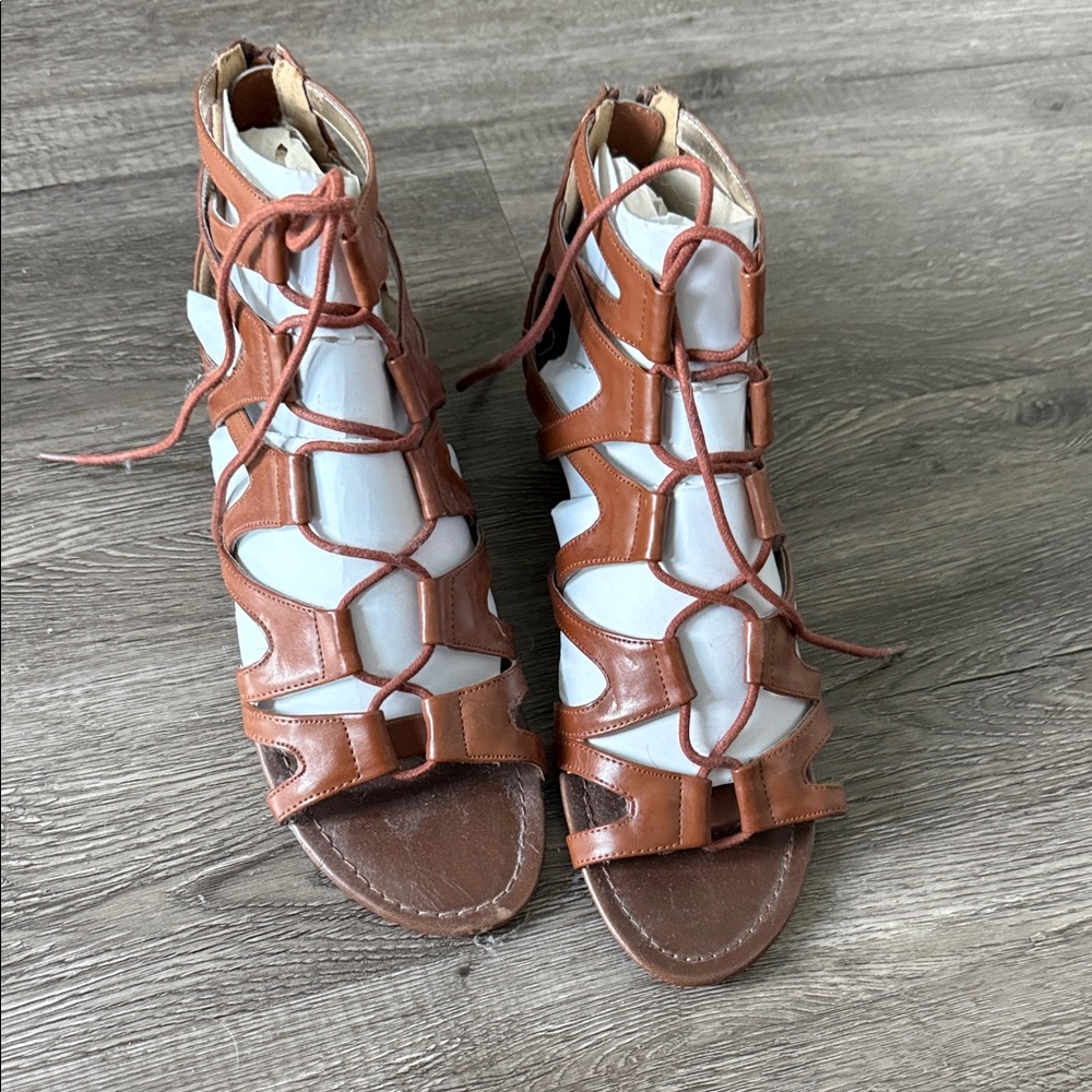 Material Girl Brown Gladiator Sandals